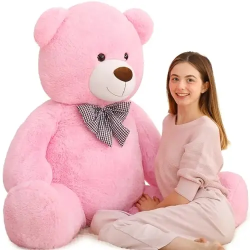 MaoGoLan Giant Pink Teddy Bear 55 inch Life Size Big Bear Large Stuffed Animals for Girlfriend 