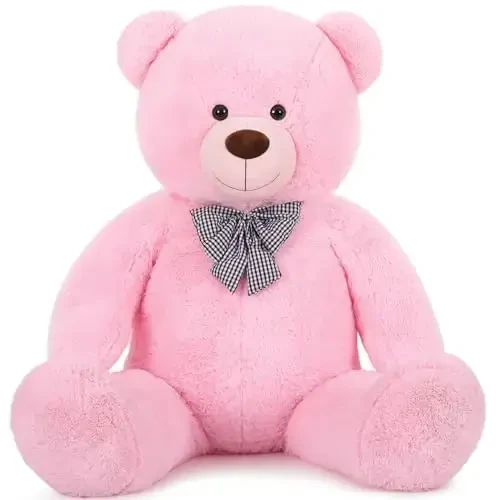 MaoGoLan Giant Pink Teddy Bear Stuffed Animal 5 Feet,Soft Cuddly Smiling Face Big Teddy Bear Plush Gift for Boyfriend Girlfriend - 3