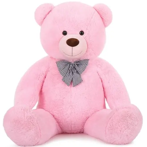 MaoGoLan Giant Pink Teddy Bear Stuffed Animal 5 Feet,Soft Cuddly Smiling Face Big Teddy Bear Plush Gift for Boyfriend Girlfriend - 3