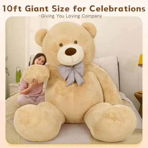 MaoGoLan Giant Teddy Bear 10ft Stuffed Animal, Huge Jumbo Size 10 Feet Teddy Bear Plush, Charming and Fluffy Teddy Bear for Decorations, Celebrations,Valentines Day,Baby Shower,Brown - 9