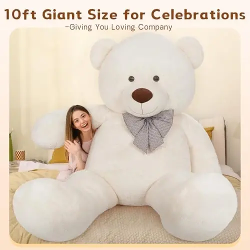 MaoGoLan Giant Teddy Bear 10ft Stuffed Animal, Huge Jumbo Size 10 Feet Teddy Bear Plush, Charming and Fluffy Bear for Decorations, Celebrations,Valentines Day,Baby Shower,White - 3