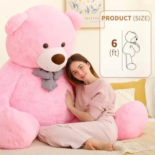 MaoGoLan Giant Teddy Bear 6 Feet Tall, Pink Human Size Big Teddy Bear Stuffed Animal for Boyfriend,Girlfriend,Wife on Valentines,Christmas,Birthday - 4