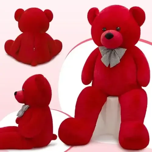 MaoGoLan Giant Teddy Bear o'yinchoq ayiq 47 dyuym, Qizil klassik katta ayiqcha o'yinchoq, Rojdestvo, Sevishganlar kuni, chaqaloqlar uchun dush, tug'ilgan kun yoki uzoq masofa uchun yoqimli va yumshoq ayiqcha sovg'asi - 6