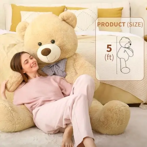 MaoGoLan Giant Teddy Bear Plush, Life Size Large Teddy Bear Stuffed Animal 5 Feet,Soft and Fluffy Big Teddy Bear Gift for Baby Shower,Christmas,Valentines - 3