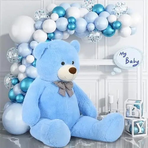 MaoGoLan Giant Teddy Bear Plush, Life Size Large Teddy Bear Stuffed Animal 5 Feet,Soft and Fluffy Big Teddy Bear Gift for Baby Shower,Christmas,Valentines,Blue - 5