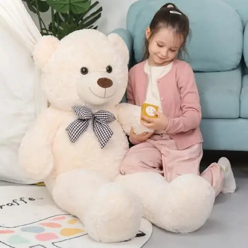 MaoGoLan Giant Teddy Bear Plush Toy - Ultra Soft & Cute Large Stuffed Animal 39 inches, Perfect for Baby Showers, Birthdays, Valentines Day Gifts (Kids, Couples, Family),Beige - 3