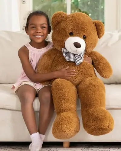 MaoGoLan Giant Teddy Bear Plush Toy - Ultra Soft & Cute Large Stuffed Animal 39 inches, Perfect for Baby Showers, Birthdays, Valentine’s Day Gifts (Kids, Couples, Family),Dark Brown - 3