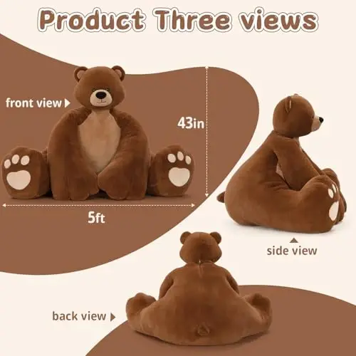 MaoGoLan Giant Teddy Bear Stuffed Animal,Unique Little Head and Big Muscle Body Teddy Bear Plush Toy, 43.3