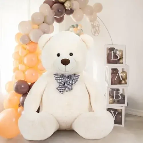 MaoGoLan Giant White Teddy Bear O'yinchoq Hayvon 6 Fut, Yumshoq Sevimli Tabassumli Yuz Katta Hayot O'lchami Sevishganlar kuni Teddy Bear Plush Boyfriend Qiz do'sti uchun sovg'a, Tug'ilgan kun - 6