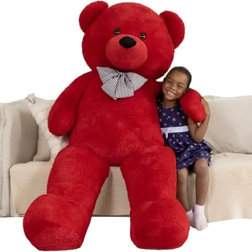 MaoGoLan Katta ayiqcha 6 fut, haqiqiy katta ayiqcha yumshoq o'yinchoq, Rojdestvo, Sevishganlar kuni, tug'ilgan kun yoki uzoq masofa uchun yoqimli va yumshoq qizil ayiqcha sovg'asi 