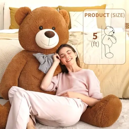 MaoGoLan Katta Teddy Bear 5ft - Katta o'yinchoq hayvon, tabassumli yuzli - Yigit, xotin, sevishganlar uchun mehrli Sevishganlar kuni sovg'asi - 2