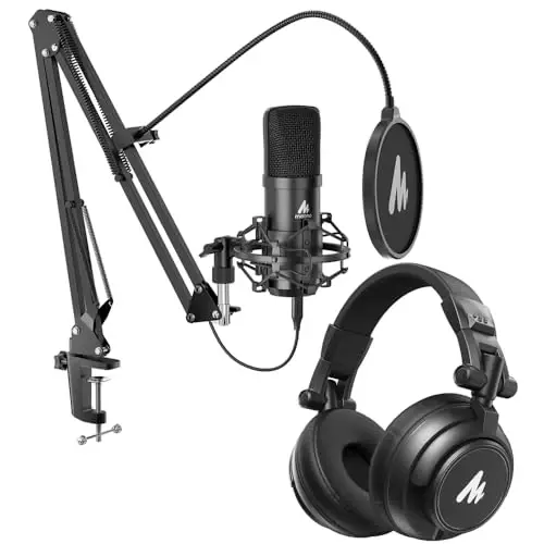 MAONO A04 Gen2 & MH601 Podcast Microphone with Studio Headphone Bundle | USB/XLR Condenser 192kHz/24Bit Cardioid Metal Mic with Software Pro Sound Chipset for Recording, Streaming, Gaming, Voiceover - 1