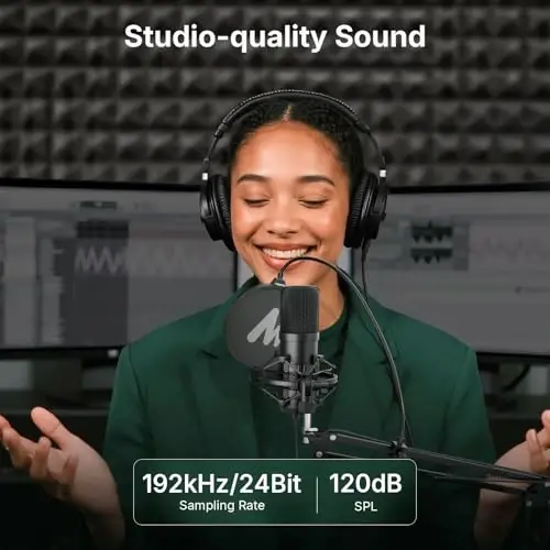 MAONO A04 Gen2 & MH601 Podcast Microphone with Studio Headphone Bundle | USB/XLR Condenser 192kHz/24Bit Cardioid Metal Mic with Software Pro Sound Chipset for Recording, Streaming, Gaming, Voiceover - 3