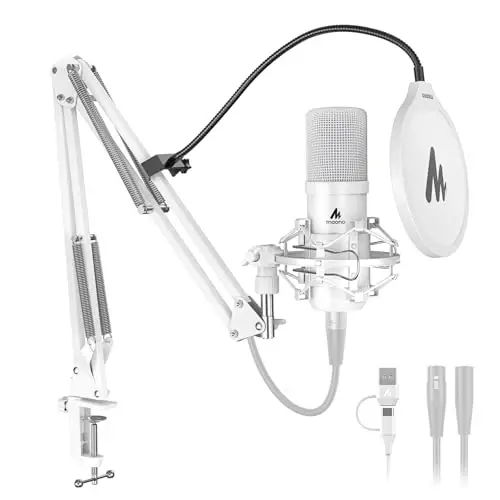 MAONO A04 Gen2 White XLR/USB Condenser Microphone for PC Podcast Recording | 192kHz/24Bit Cardioid Metal Mic with Software, Plug & Play for Content Creation, Streaming, Gaming, Home Studio, YouTube - 1