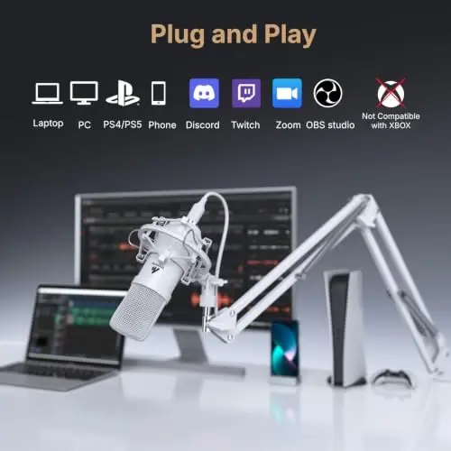 MAONO AU-A04H USB Microphone Kit with Headphone for PC, Podcast & Gaming | 192kHz/24Bit Vocal Condenser Cardioid Studio Mic Compatible with Mac & Windows for Recording, YouTube, Streaming, Voice-Over - 5