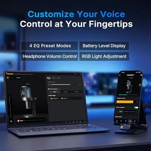 MAONO DGM20W Wireless Gaming Microphone for PC & Smartphones | USB-C Receiver, Clear Voice, Noise Reduction, Software Control, Custom RGB, Mute, Desk Stand, for Creators, Discord Streaming - 6
