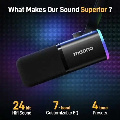 MAONO Dinamik Oyun Mikrofonu: Oyuncu-Podcast Mikrofon Kiti için Yazılım-RGB PC Mikrofonlu USB XLR Dinamik Bilgisayar Mikrofonu, Akış Kaydı Stüdyosu YouTube İçerik Oluşturma, Çevrimiçi Sohbet - 1