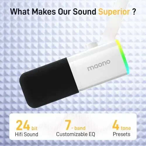 MAONO Dynamic Gaming Microphone: USB XLR Dynamic Computer Microphone with Software-RGB PC Mic for Gamer-Podcast Mic for Streaming Recording Studio YouTube Content Creation Online Chat PD100X (White) - MAONO (1)