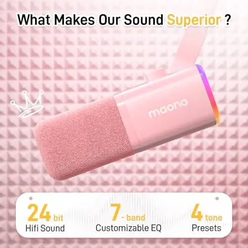 MAONO Dynamic Gaming Microphone: USB XLR Dynamic Computer Microphone with Software-RGB PC Mic for Gamer-Podcast Mic for Streaming Recording Studio YouTube Content Creation Online Chat PD100X (Pink) - 2