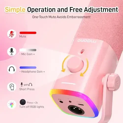 MAONO Dynamic Gaming Microphone: USB XLR Dynamic Computer Microphone with Software-RGB PC Mic for Gamer-Podcast Mic for Streaming Recording Studio YouTube Content Creation Online Chat PD100X (Pink) - 6