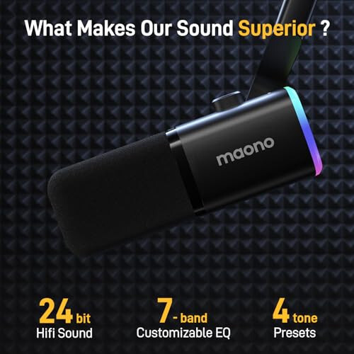 MAONO Dynamic Gaming Microphone: USB XLR Dynamic Computer Microphone with Software-RGB PC Mic for Gamer-Podcast Microphone Kit for Streaming Recording Studio YouTube Content Creation Online Chat - 2