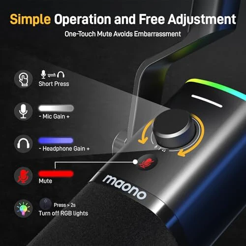 MAONO Dynamic Gaming Microphone: USB XLR Dynamic Computer Microphone with Software-RGB PC Mic for Gamer-Podcast Microphone Kit for Streaming Recording Studio YouTube Content Creation Online Chat - 5