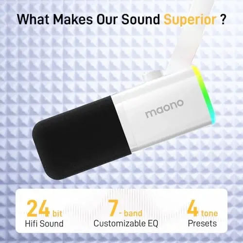 MAONO Dynamic Gaming Mikrofon: USB XLR Dinamik Kompyuter Mikrofon Dasturiy taʼminot-RGB PC Mikrofon Oʻyinchi-Podcast Mikrofon Strimg Yozuv Studiyasi YouTube Kontent Yaratish Onlayn Chat PD100X (Oq) - 2