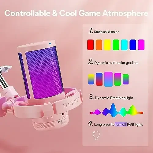 MAONO Gaming USB Microphone with Noise Cancellation, Streaming mic for PC Computer MAC PS4 PS5, All-in-One Kit with Mute, Monitor for Recording, Podcast, Twitch, YouTube, Discord, DGM20S Pink - 4