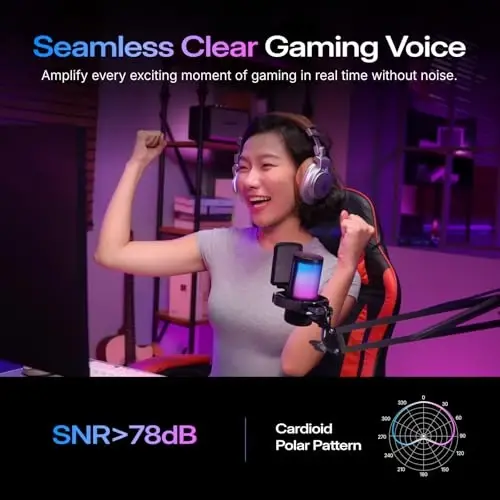 MAONO Gaming USB Microphone, Noise Cancellation Condenser Mic with Mute, Gain, Monitoring, Boom Arm Mic for Streaming, Podcast, Twitch, YouTube, Discord, PC, Computer, PS4, PS5, Mac, GamerWave DGM20S - 4