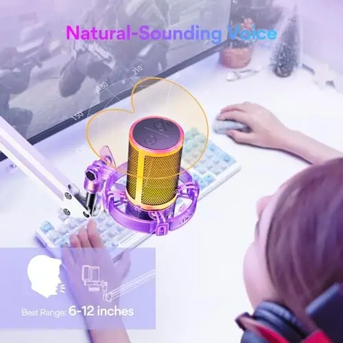 MAONO USB Gaming Microphone with Noise Cancellation, RGB Condenser Microphone for Streaming, Podcasts, Twitch, YouTube, Discord, PC, Computer, Mac, PS4, PS5, DGM20S Purple - 5