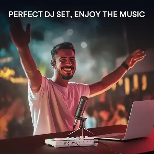 MAONO Комплект оборудования для подкастинга Аудиомикшер Универсальная студия для подкастов с микрофоном 3,5 мм для прямых трансляций, записи подкастов, ПК, смартфона, DJ MaonoCaster Lite (AU-AM200-S1) - 7