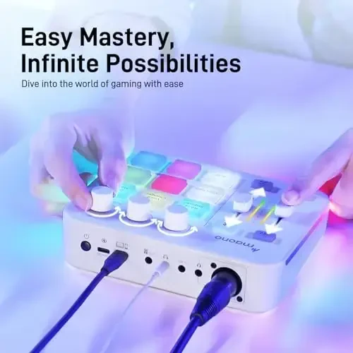 MAONO Oʻyin Audio Mikseri, Pro-preamp, RGB, Bluetooth, 48V Phantom Quvvatiga ega Audio Interfeys, Jonli Translyatsiya, Podkast, Kontent Yaratish, Oʻyin uchun MaonoCaster G1 NEO (Oq) - 6