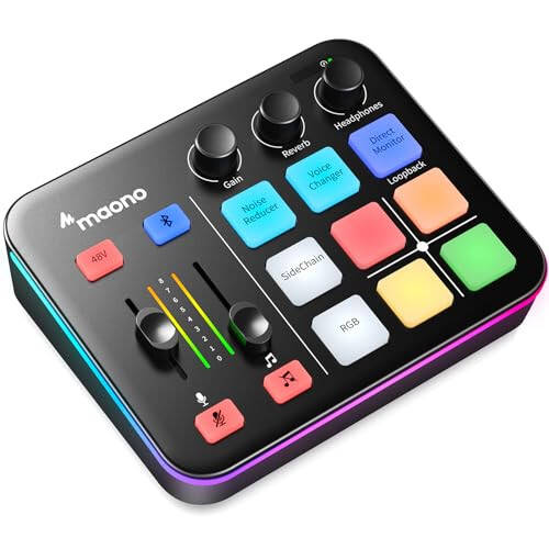 MAONO O'yin Audio Mixer, Pro-preamp bilan Audio Interface, RGB, Bluetooth, 48V Phantom Power, jonli efir, podkast, kontent yaratish, o'yinlar uchun MaonoCaster G1 NEO (QORA) - 4