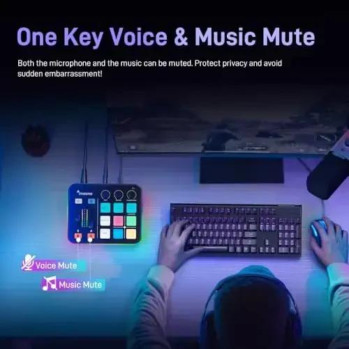 MAONO O'yin Audio Mixer, Pro-preamp bilan Audio Interface, RGB, Bluetooth, 48V Phantom Power, jonli efir, podkast, kontent yaratish, o'yinlar uchun MaonoCaster G1 NEO (QORA) - 4