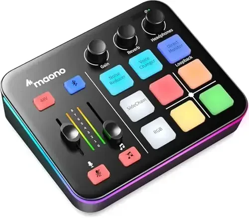MAONO O'yin Audio Mixer, Pro-preamp bilan Audio Interface, RGB, Bluetooth, 48V Phantom Power, jonli efir, podkast, kontent yaratish, o'yinlar uchun MaonoCaster G1 NEO (QORA) - 6