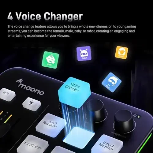 MAONO Gaming Audio Mixer, Audio Interface with Pro-preamp, RGB, Bluetooth, 48V Phantom Power for Live Streaming, Podcasting, Content Create, Gaming MaonoCaster G1 NEO (Not for USB Mic) - MAONO (1)