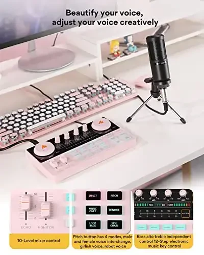 MAONO Podcast Equipment Bundle Audio mixer All-in-One Podcast Production Studio with 3.5mm Microphone for Live Streaming, Podcast Recording, PC, Smartphone, DJ MaonoCaster Lite (AU-AM200-S1) - 5