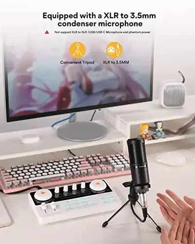 MAONO Podcast Equipment Bundle Audio mixer All-in-One Podcast Production Studio with 3.5mm Microphone for Live Streaming, Podcast Recording, PC, Smartphone, DJ MaonoCaster Lite (AU-AM200-S1) - MAONO (1)