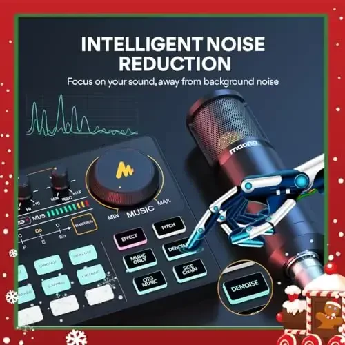 MAONO Podcast Equipment Bundle Audio mixer All-in-One Podcast Production Studio with 3.5mm Microphone for Live Streaming, Podcast Recording, PC, Smartphone, DJ MaonoCaster Lite (AU-AM200-S6 Black) - 3