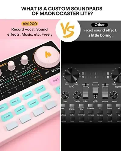 MAONO Podcast Equipment Bundle Аудиомикшер All-in-One Podcast Production Studio с микрофоном 3,5 мм для прямых трансляций, подкастов, ПК, смартфона, DJ MaonoCaster Lite (AU-AM200-S1) - 2