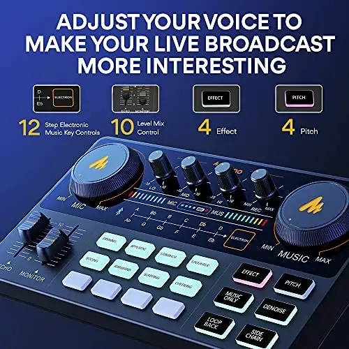 MAONO Podcast uskunalar toʻplami Audio mikser All-in-One Podcast Production Studio 3,5 mm mikrofon bilan Live Streaming, Podcast yozish, PC, Smartphone, DJ MaonoCaster Lite (AU-AM200-S6 Black) uchun - 4