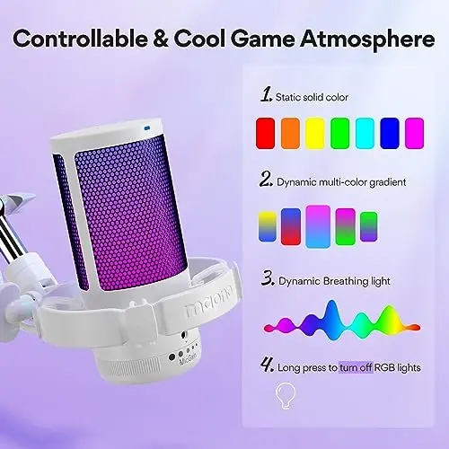 MAONO USB Gaming Microphone with Noise Cancellation, Computer PC Mic with Boom Arm, RGB Light, Mute, Gain, Monitoring Streaming Mic for Podcast, YouTube, Twitch, Discord, PS5/4, GamerWave DGM20S - 3