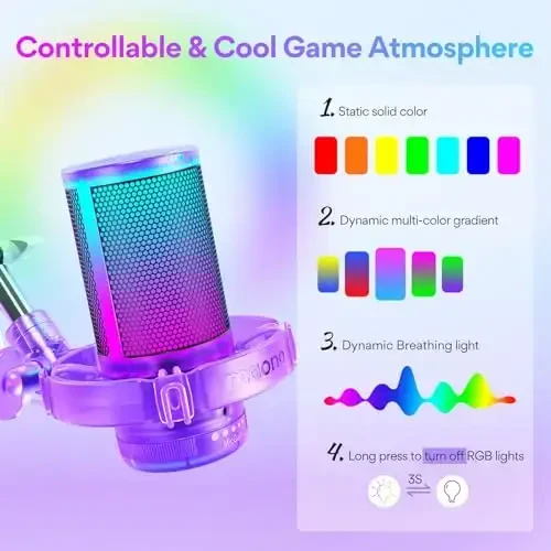 MAONO USB Gaming Microphone with Noise Cancellation, RGB Condenser Microphone for Streaming, Podcasts, Twitch, YouTube, Discord, PC, Computer, Mac, PS4, PS5, DGM20S Purple - 3
