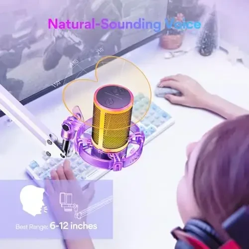 MAONO USB Gaming mikrofon shovqinni bekor qilish, oqim, podkast, Twitch, YouTube, Discord, kompyuter, kompyuter, Mac, PS4, PS5, DGM20S binafsha uchun RGB kondensatorli mikrofon - 5