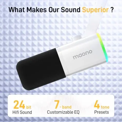 MAONO XLR/USB Gaming Microphone for PC, Dynamic Computer Mic for Streaming Podcasting, Noise Reduction, Mute, Volume Control, RGB Boom Mic for Vocal Recording,Voice-Over, PD100XS White - MAONO (1)