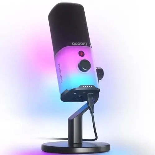 MAONO XLR/USB Gaming Microphone with Software, Dynamic PC Microphone with RGB for Streaming Podcast Vocal Recording, Computer Mic with Noise Cancellation, Mute Button, Gain Knob, Desktop Stand PD100X - 4