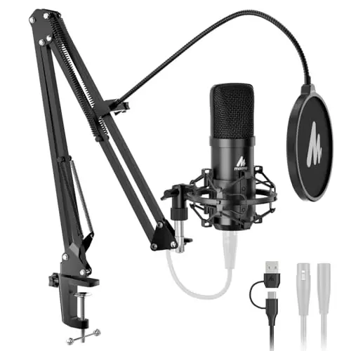 MAONO XLR/USB Kondensator mikrofon: 192kHz/24Bit Plug & Play PC Kompyuter Podcast Kardioid Metall Mikrofon To'plami Dasturiy ta'minot, Yozish, Studio, Qo'shiq aytish, YouTube A04 Gen2 uchun professional ovoz chipseti - 1