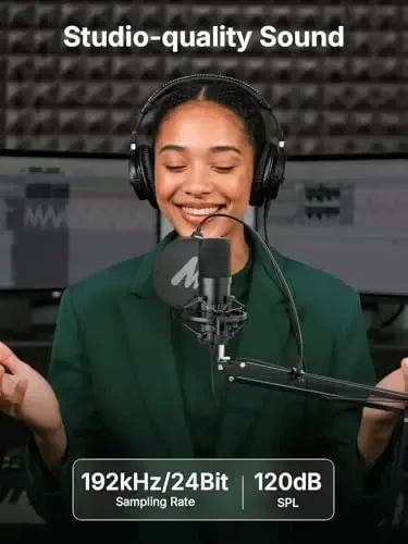 MAONO XLR/USB конденсаторный микрофон: 192 кГц/24 бит Plug & Play PC Компьютер Подкаст Кардиоидный Металлический Микрофонный Комплект с Программным обеспечением, Профессиональный Звуковой Чипсет для Записи, Студия, Пение, YouTube A04 Gen2 - 4