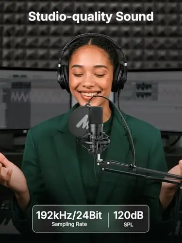 MAONO XLR/USB конденсаторный микрофон: 192 кГц/24 бит Plug & Play PC Компьютер Подкаст Кардиоидный Металлический Микрофонный Комплект с Программным обеспечением, Профессиональный Звуковой Чипсет для Записи, Студия, Пение, YouTube A04 Gen2 - 4