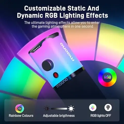 MAONO USB/XLR Podcasting Microphone for PC, Gaming Streaming Dynamic Mic with Mute Button, Software-RGB, Desktop Stand,Computer Mic for Video Studio Recording-PD100X,RGB - 2